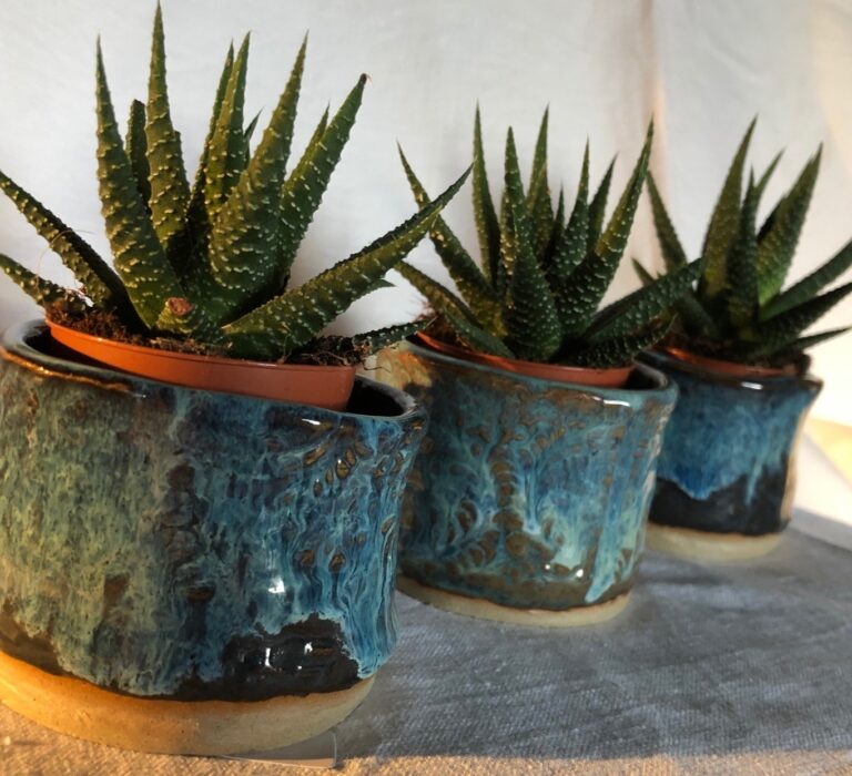 Kerstin Robb Ceramics Three in a Row mini planters 768x700