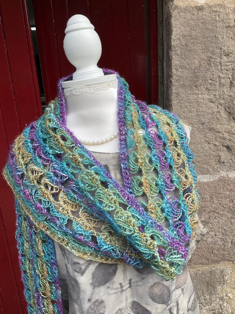 Broomstick crochet scarf