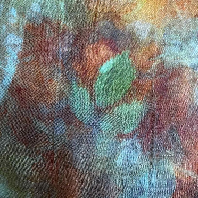 ecoprinting detail on silk