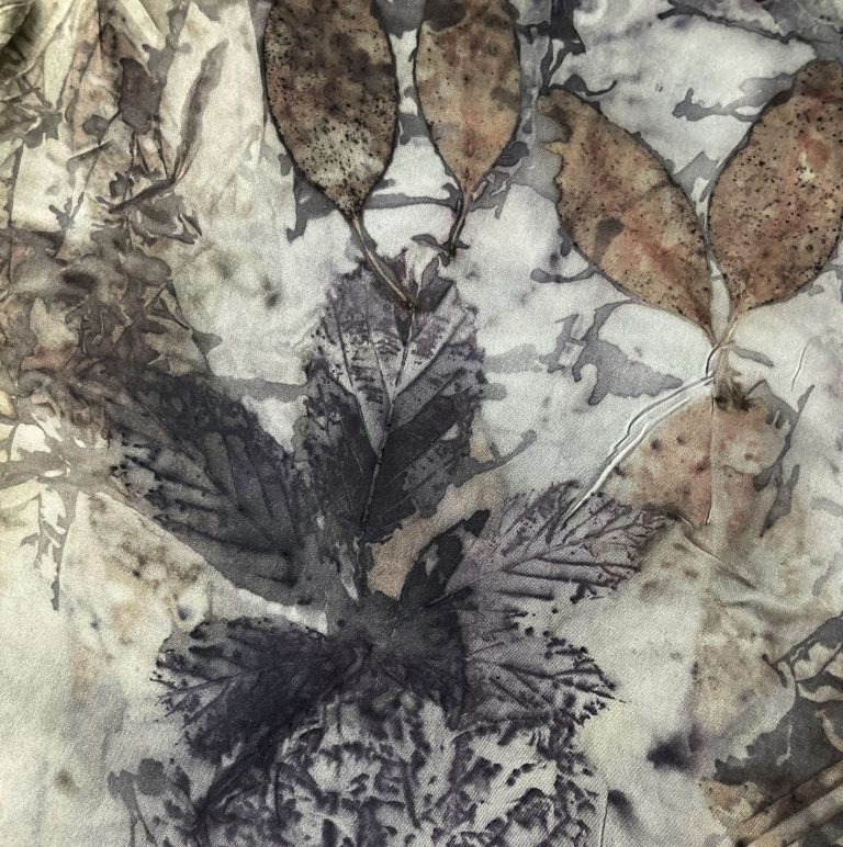 ecoprinting detail on silk